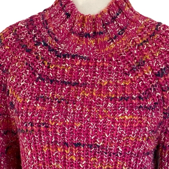 Gap Womens Fuschia Marled Soft Cotton Blend Knit Mock Neck Sweater- Sz-M - Picture 2 of 16